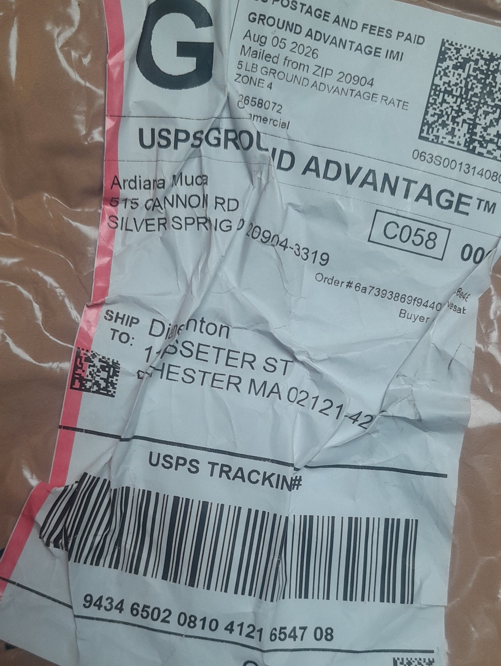 USPS Priority Mail Shipping Bag - Brown with White Label